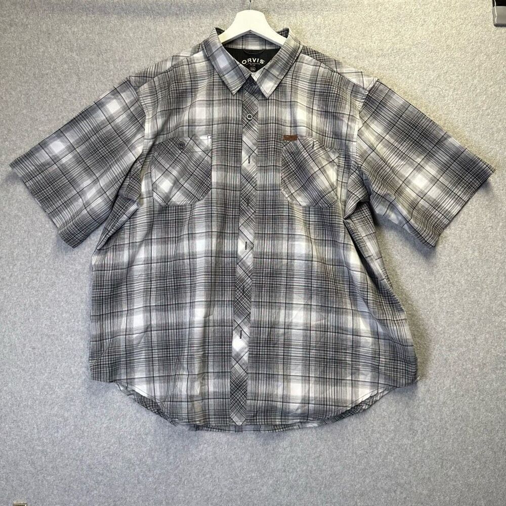 Orvis Men’s Size XXL Classic Collection Button Down Shirt Plaid Short Sleeve